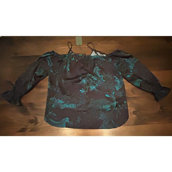 All Saints Poppy Cosmic Off The Shoulder Top Adjustable Straps Women's Size 4 - Picture 7 of 10